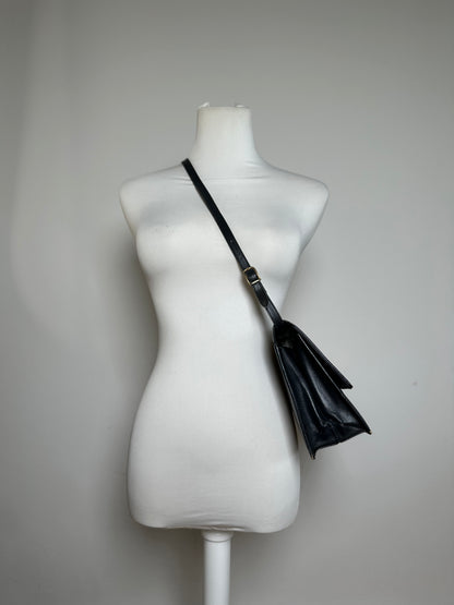 Vintage Givenchy Leather Shoulder Bag Navy