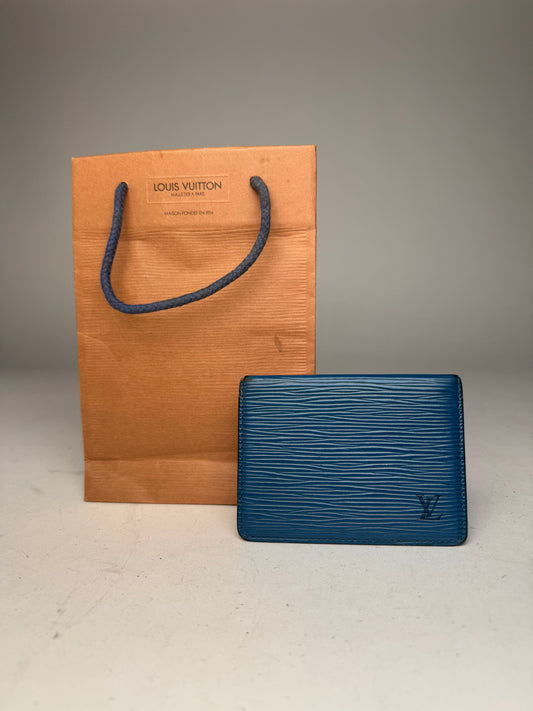 Vintage Louis Vuitton EPI Leather Card Holder Blue