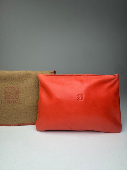 Vintage loewe Madrid Leather cosmetic Pouch red