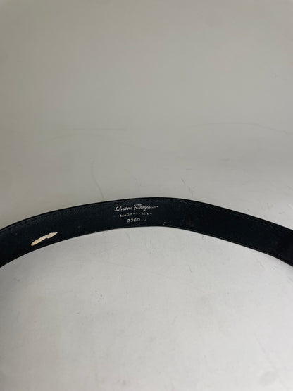 Vintage Ferragamo Leather Belt Black Gold