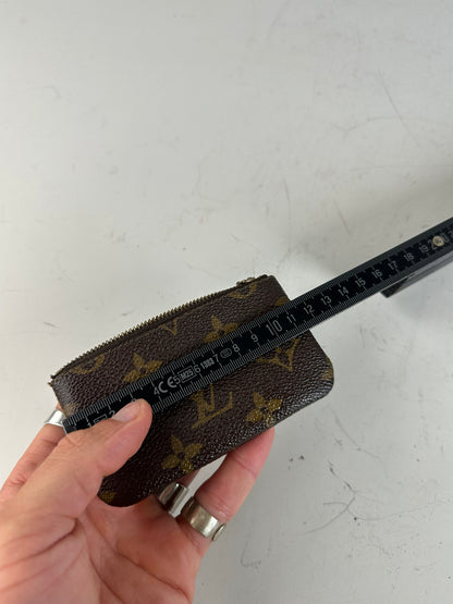 Vintage Louis Vuitton Monogram Canvas Key Pouch Brown Silver