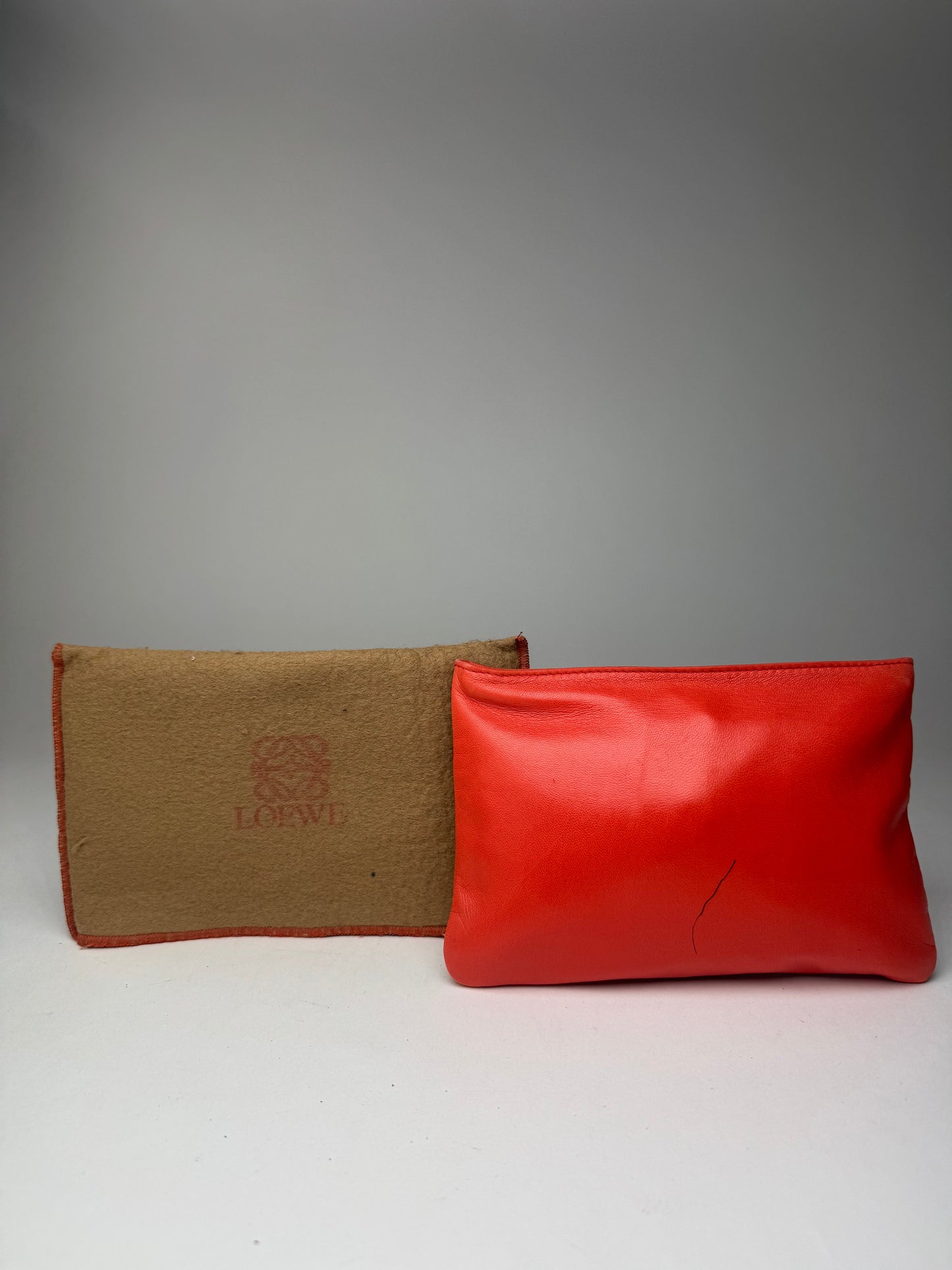Vintage loewe Madrid Leather cosmetic Pouch red