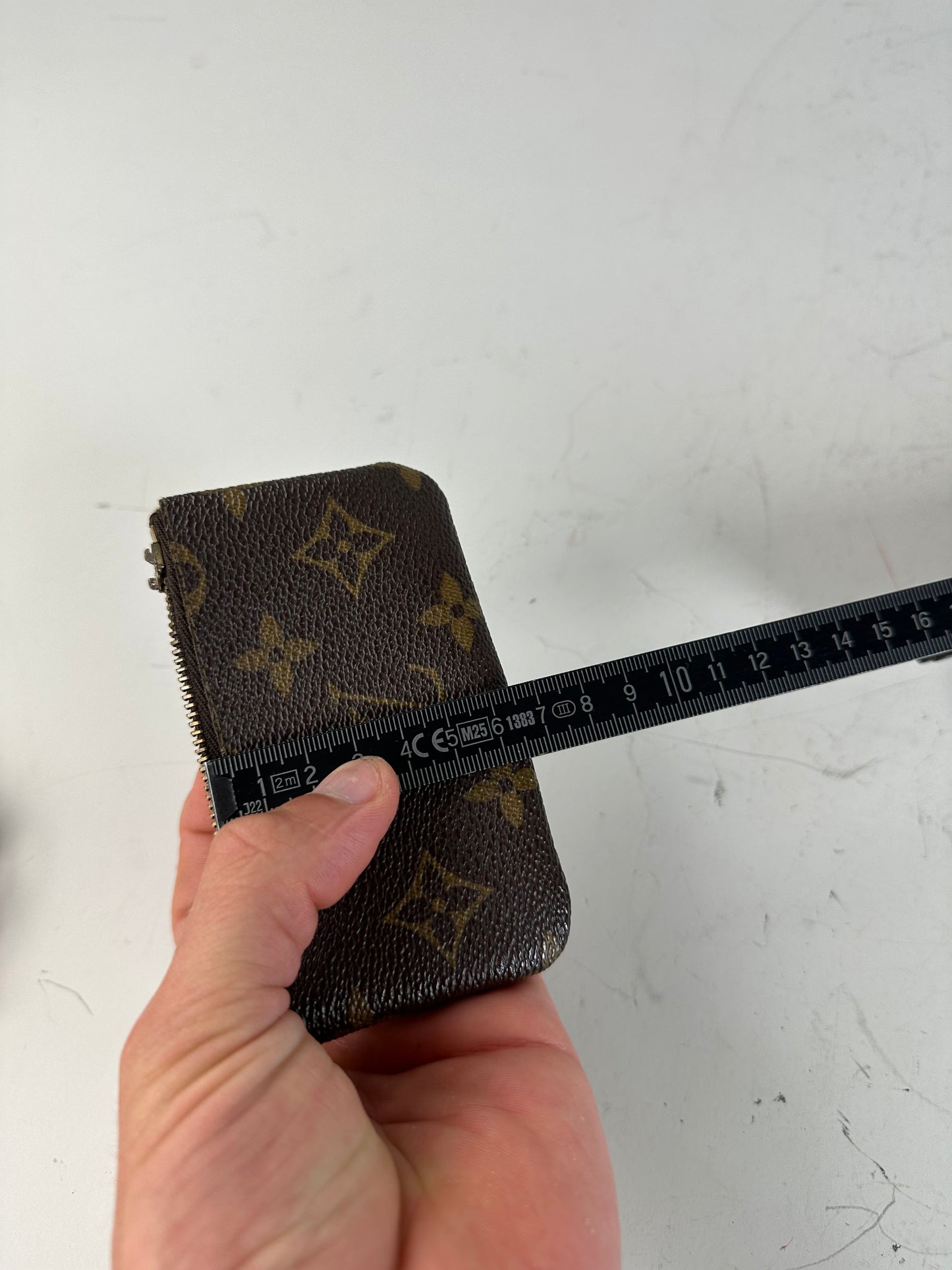 Vintage Louis Vuitton Monogram Canvas Key Pouch Brown Silver