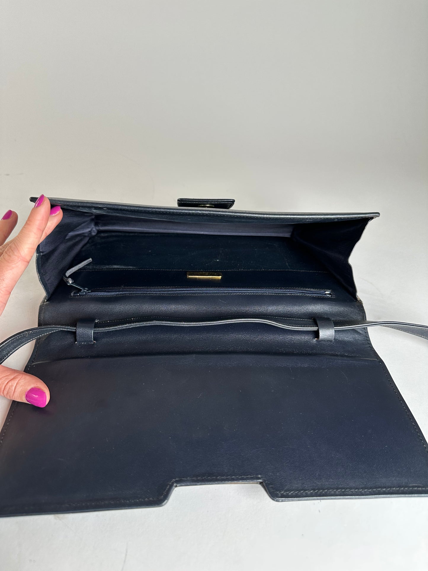 Vintage Givenchy Leather Shoulder Bag Navy