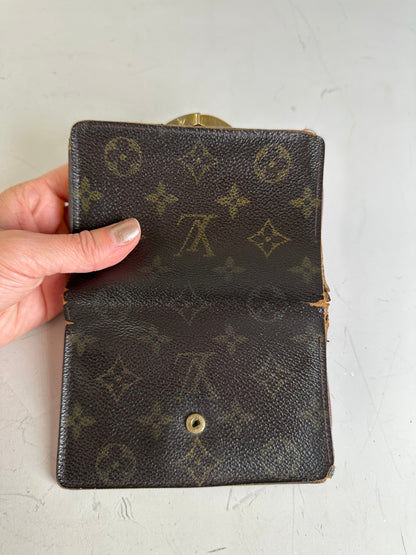 Vintage Louis Vuitton Epi Leather Monogram Canvas Wallet Black Brown