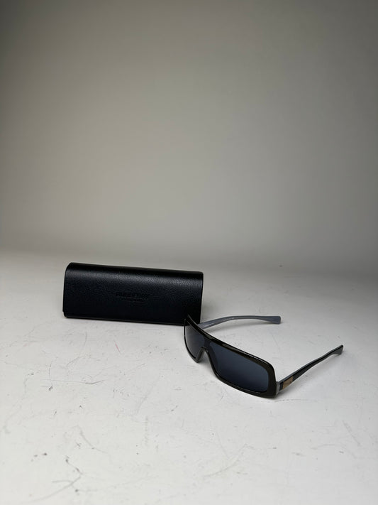 Vintage Chanel Logo Temple Sunglasses Black Silver