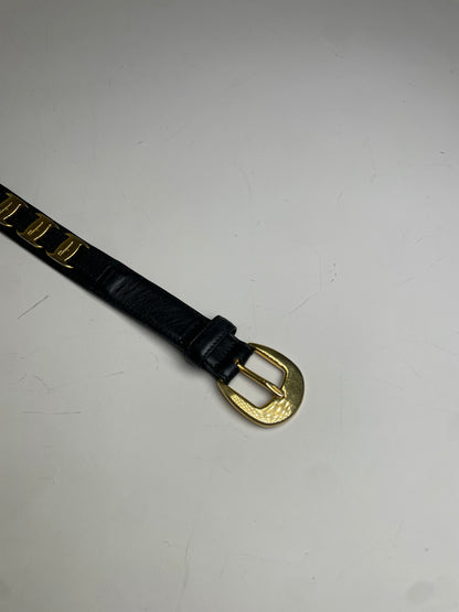 Vintage Ferragamo Leather Belt Black Gold