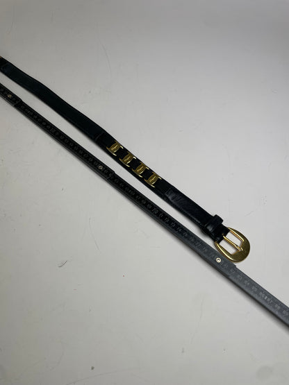 Vintage Ferragamo Leather Belt Black Gold