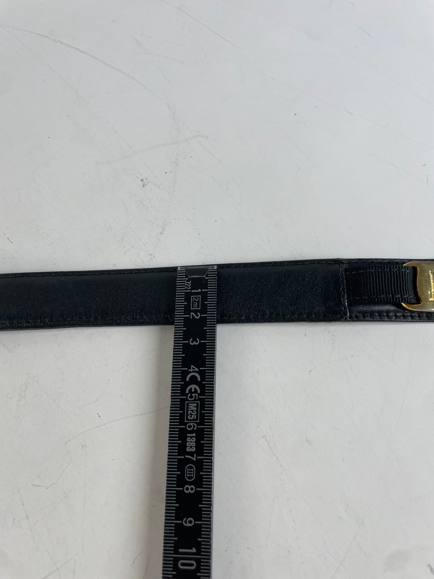 Vintage Ferragamo Leather Belt Black Gold