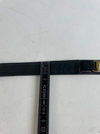 Vintage Ferragamo Leather Belt Black Gold