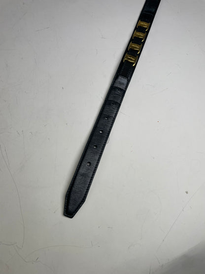 Vintage Ferragamo Leather Belt Black Gold