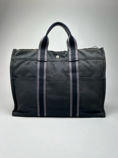 Vintage Hermes Canvas shopper black