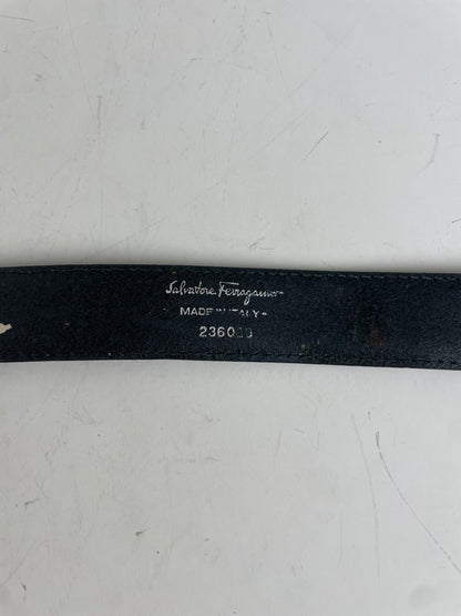 Vintage Ferragamo Leather Belt Black Gold