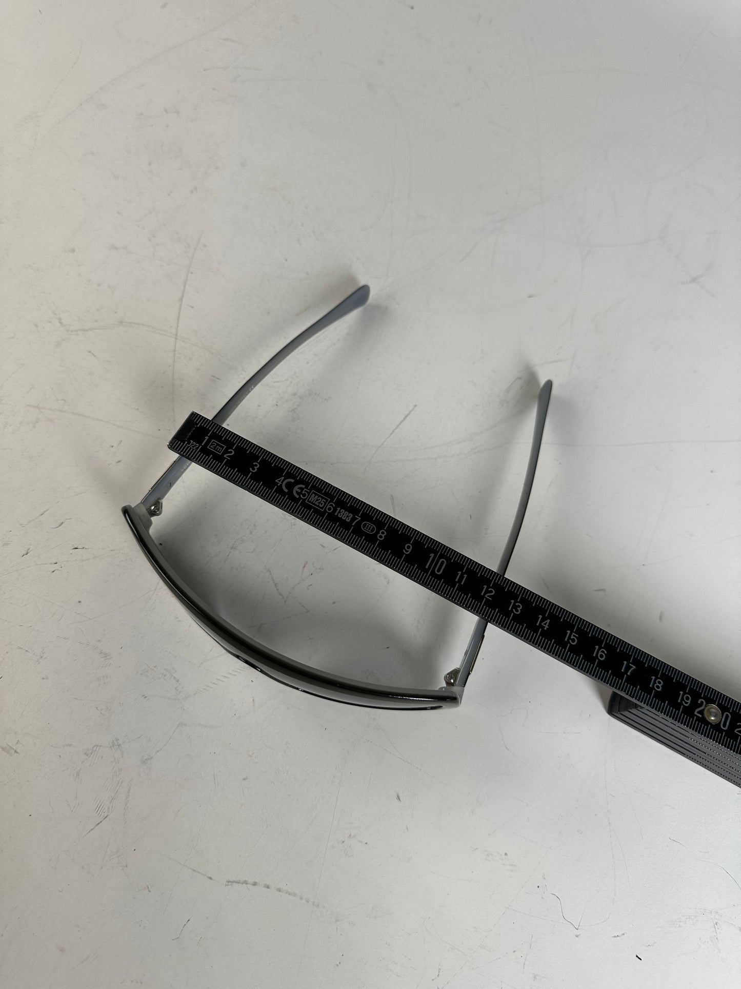 Vintage Chanel Logo Temple Sunglasses Black Silver