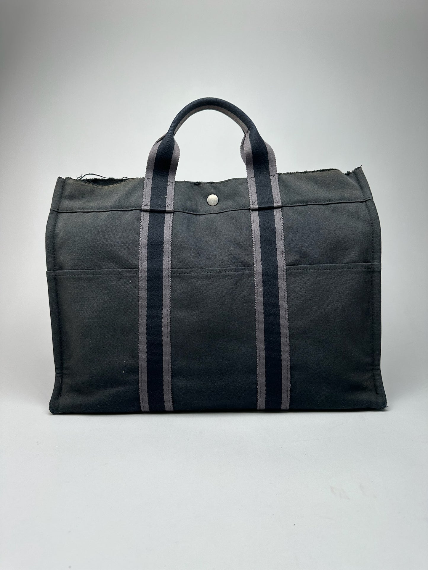 Vintage Hermes Canvas shopper black