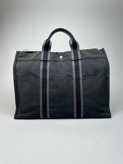 Vintage Hermes Canvas shopper black