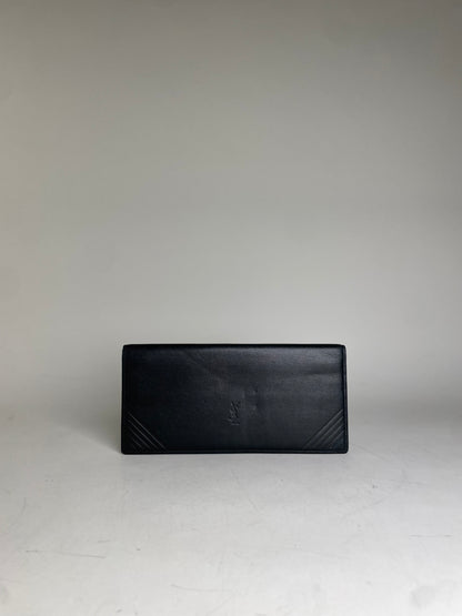 Vintage Yves Saint Laurent Leather Wallet Black Gold