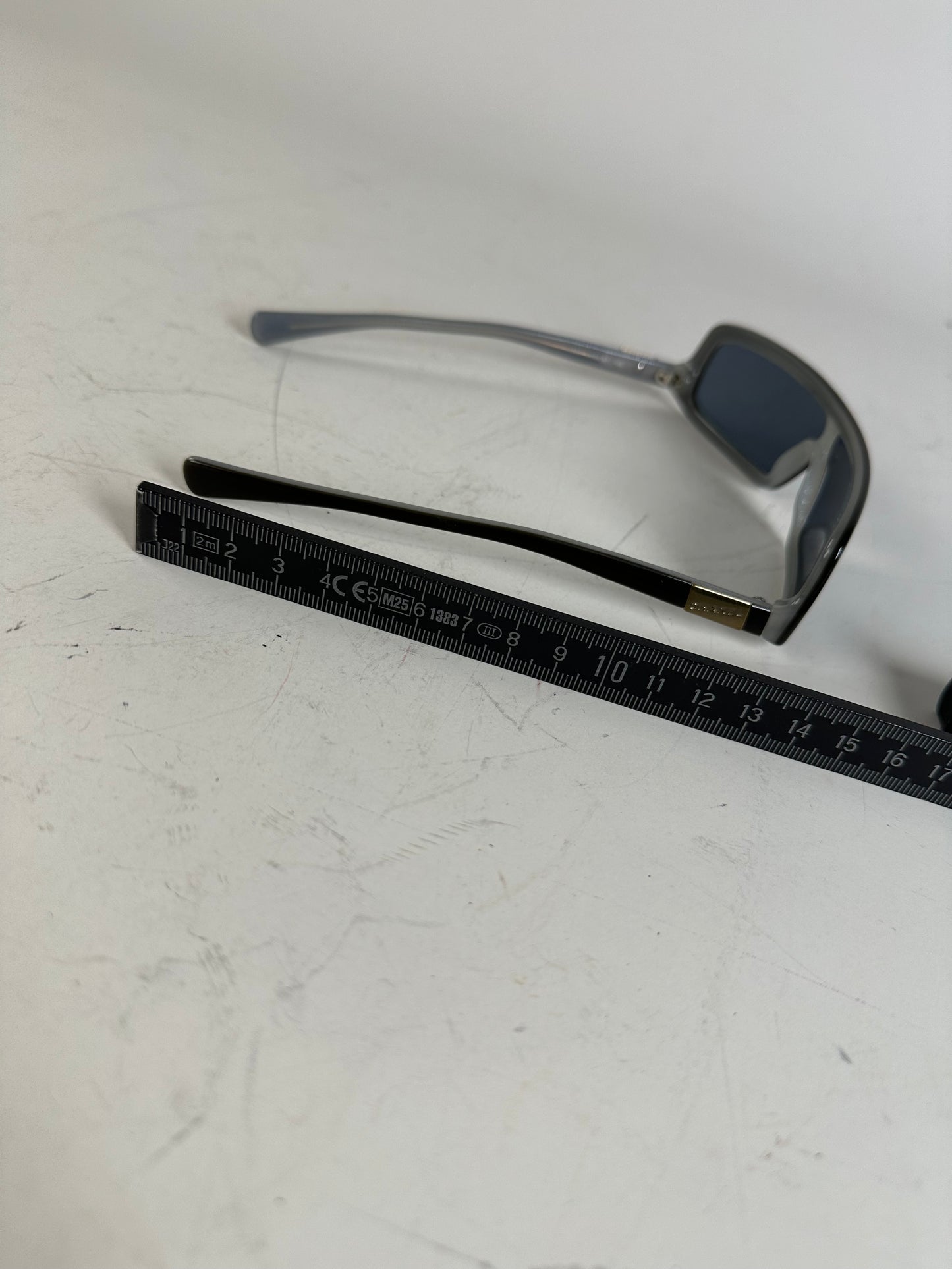 Vintage Chanel Logo Temple Sunglasses Black Silver