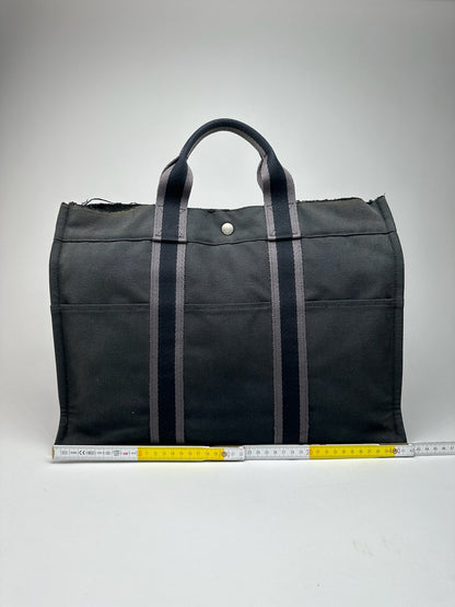 Vintage Hermes Canvas shopper black