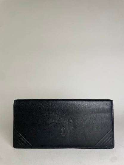 Vintage Yves Saint Laurent Leather Wallet Black Gold