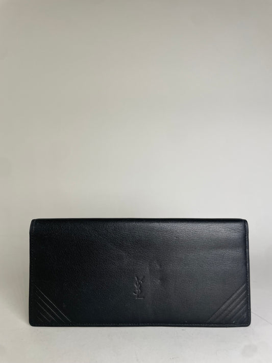 Vintage Yves Saint Laurent Leather Wallet Black Gold