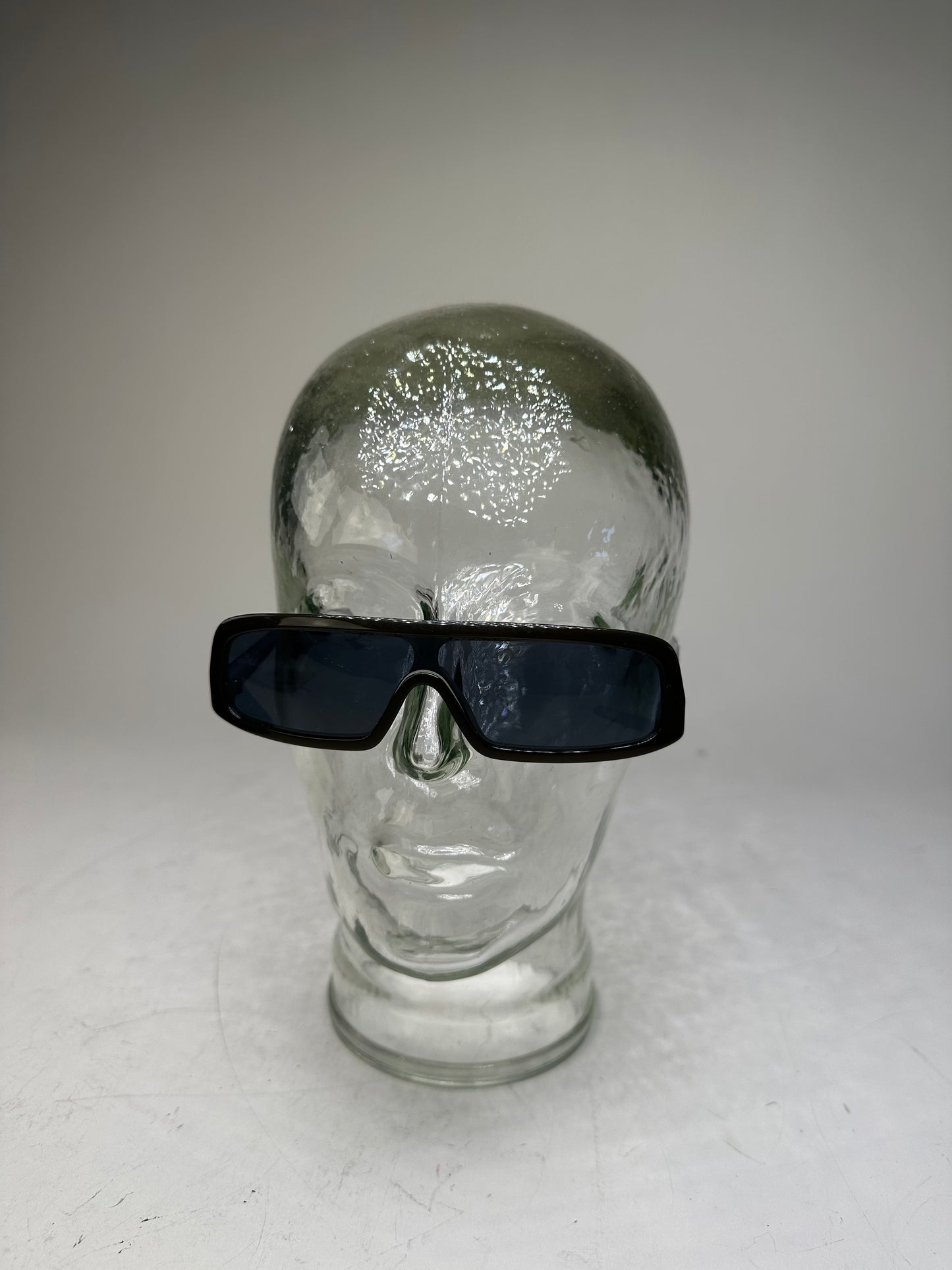 Vintage Chanel Logo Temple Sunglasses Black Silver