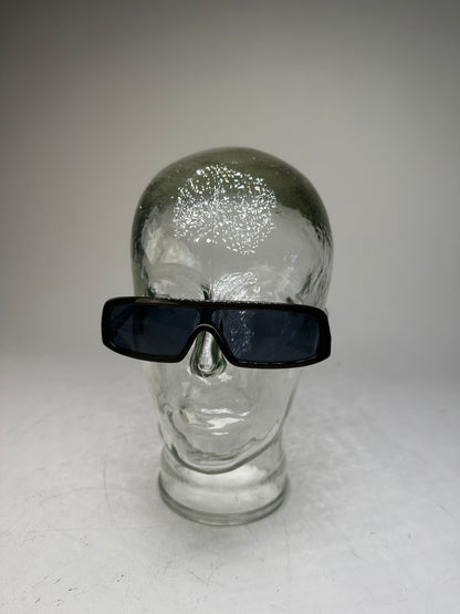 Vintage Chanel Logo Temple Sunglasses Black Silver