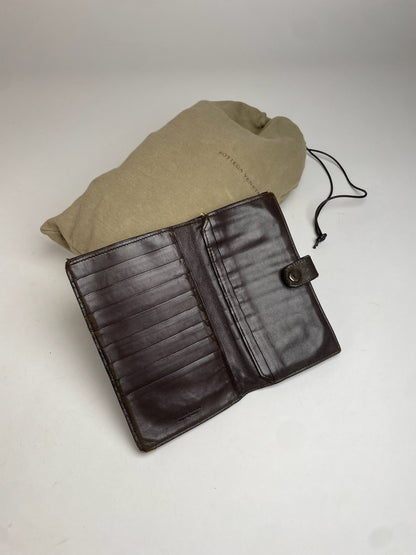 Vintage Bottega Veneta Intrecciato Leather Wallet Brown