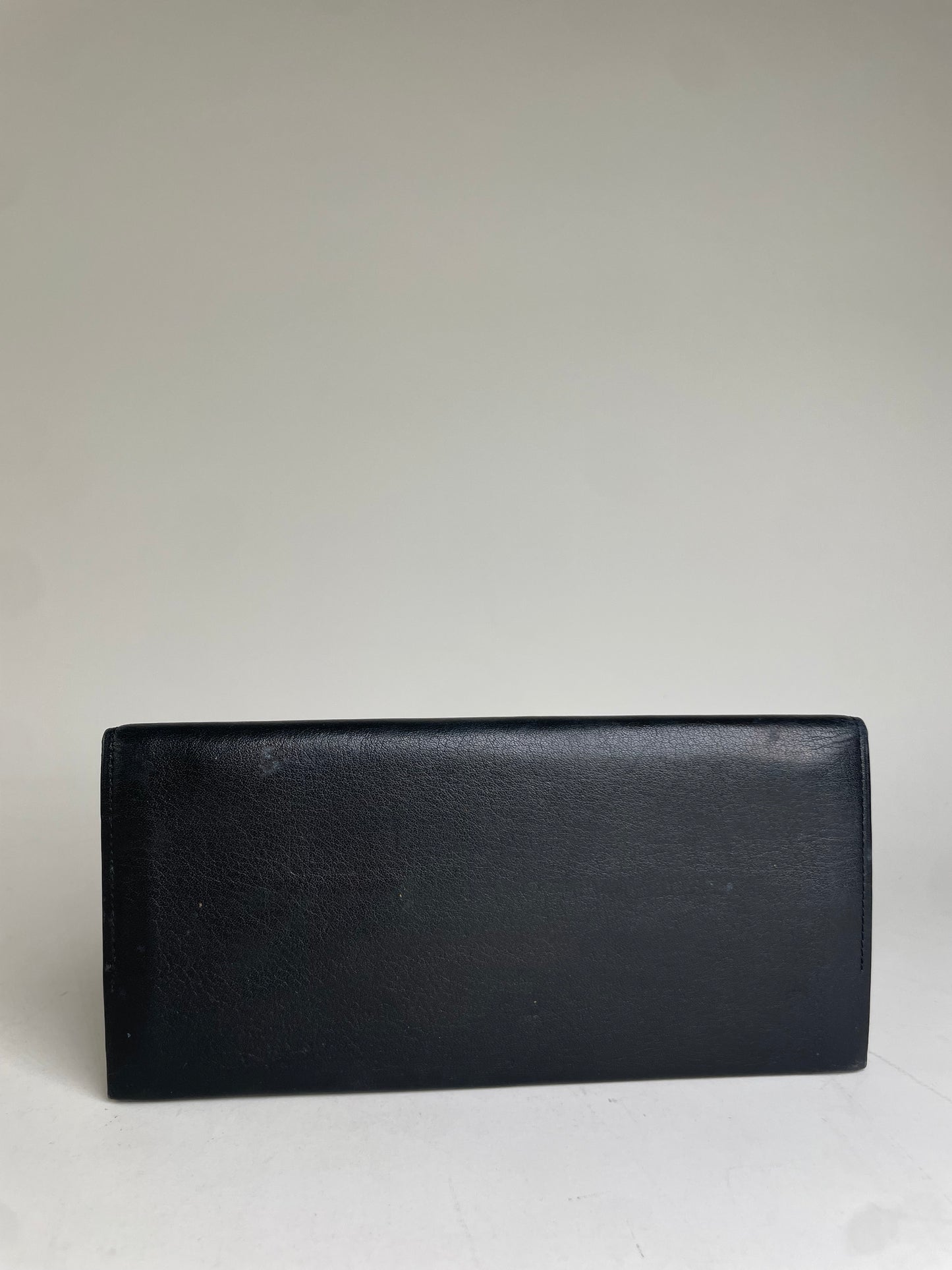 Vintage Yves Saint Laurent Leather Wallet Black Gold