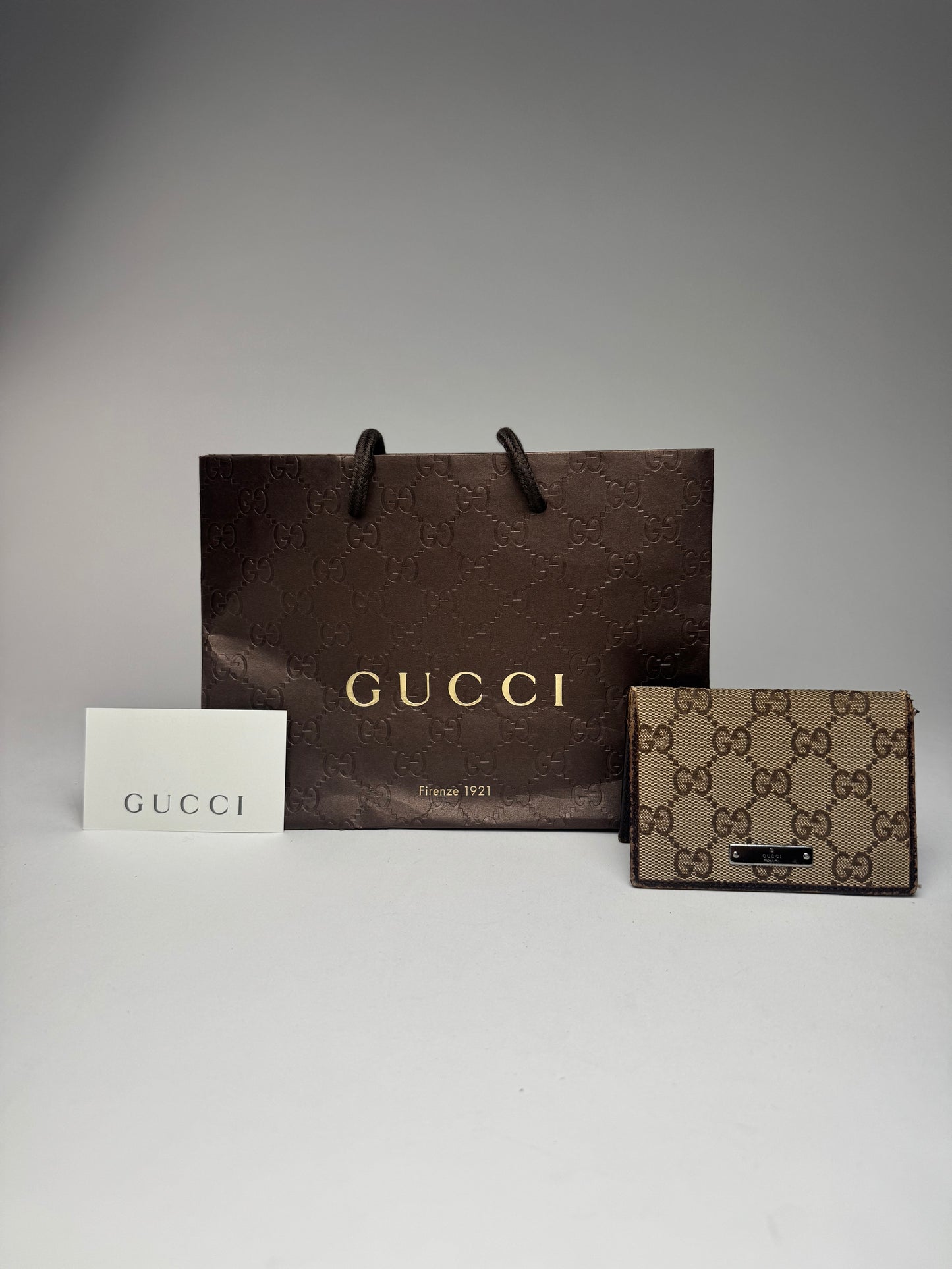 Vintage Gucci Monogram Card holder beige Brown