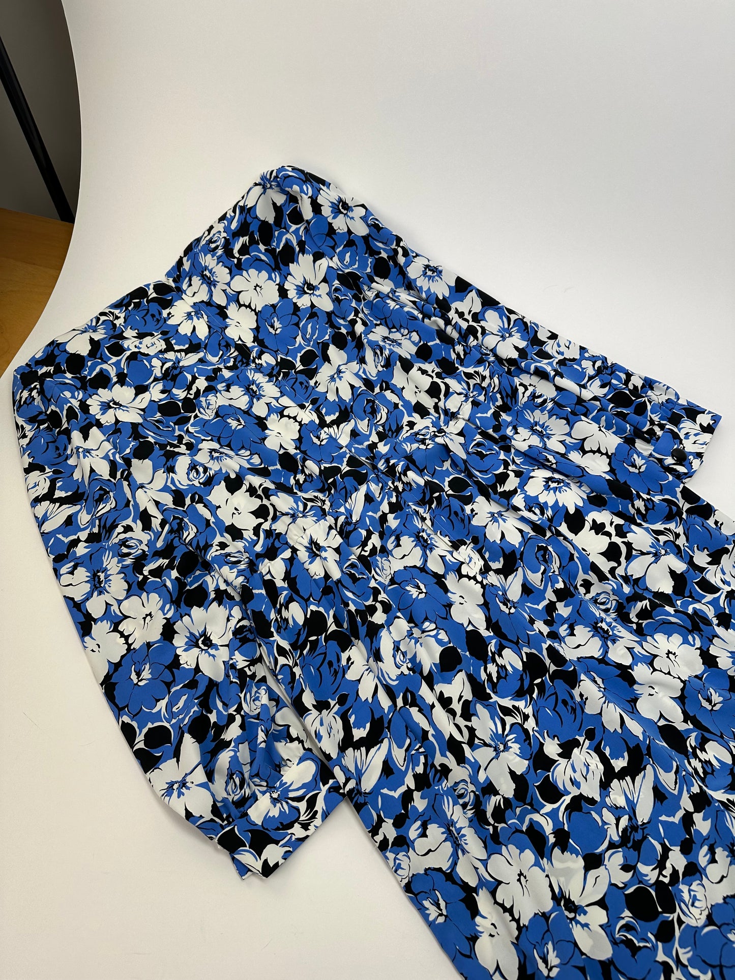 Vintage Givenchy Floral Print Silk Midi Dress Blue