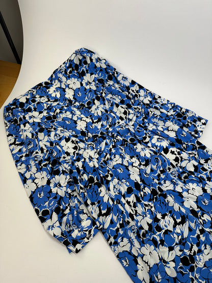 Vintage Givenchy Floral Print Silk Midi Dress Blue