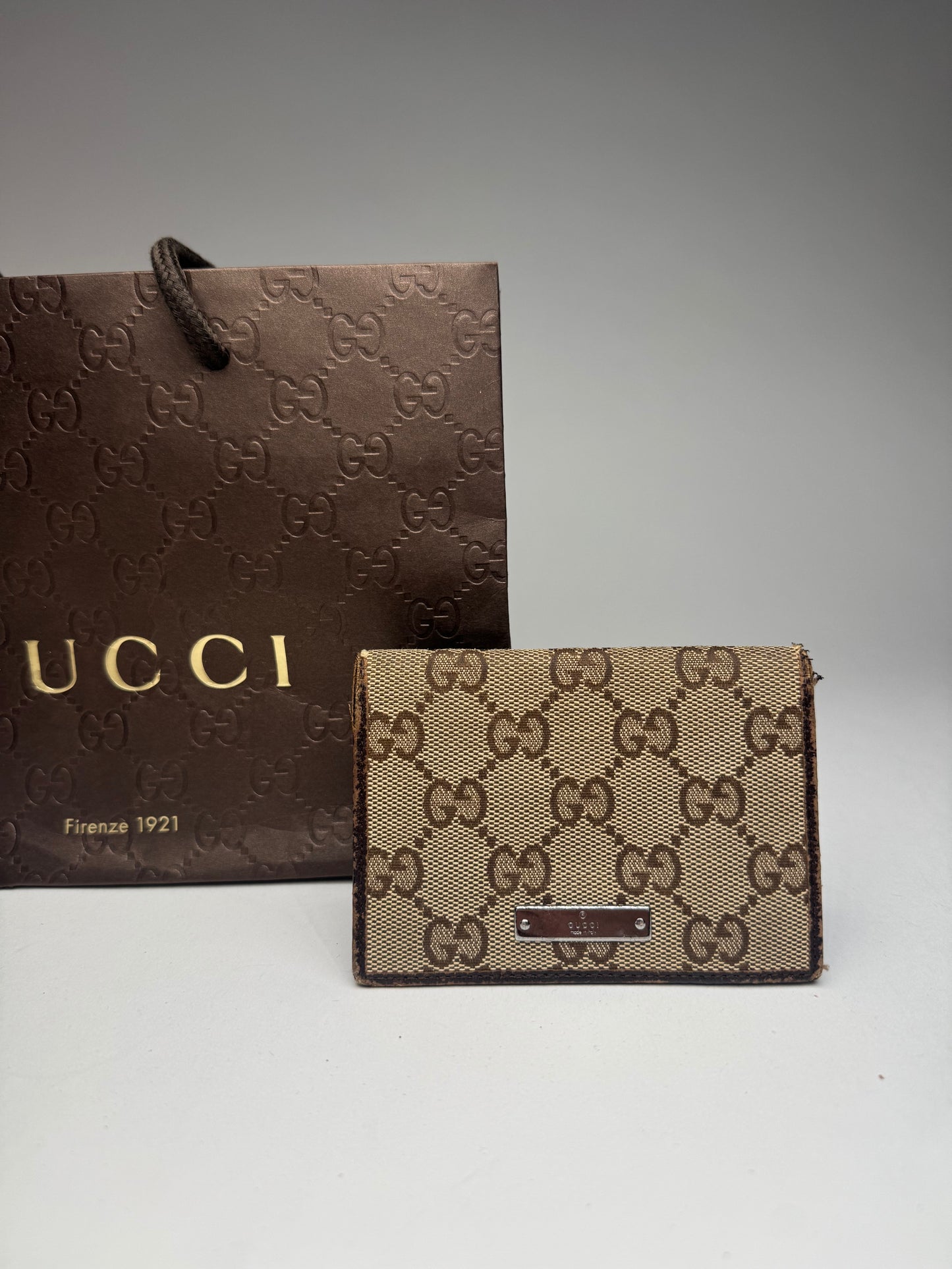 Vintage Gucci Monogram Card holder beige Brown