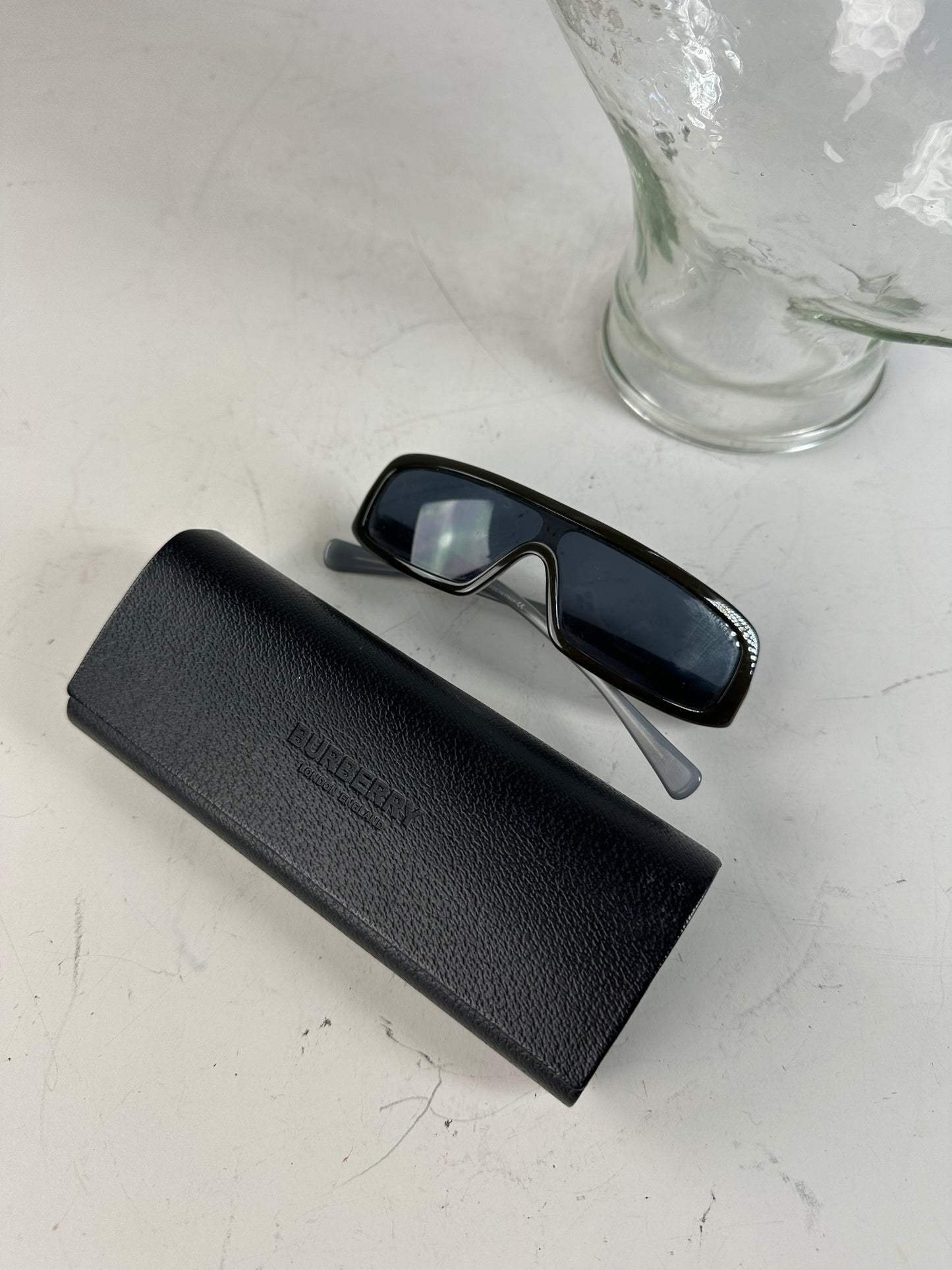 Vintage Chanel Logo Temple Sunglasses Black Silver