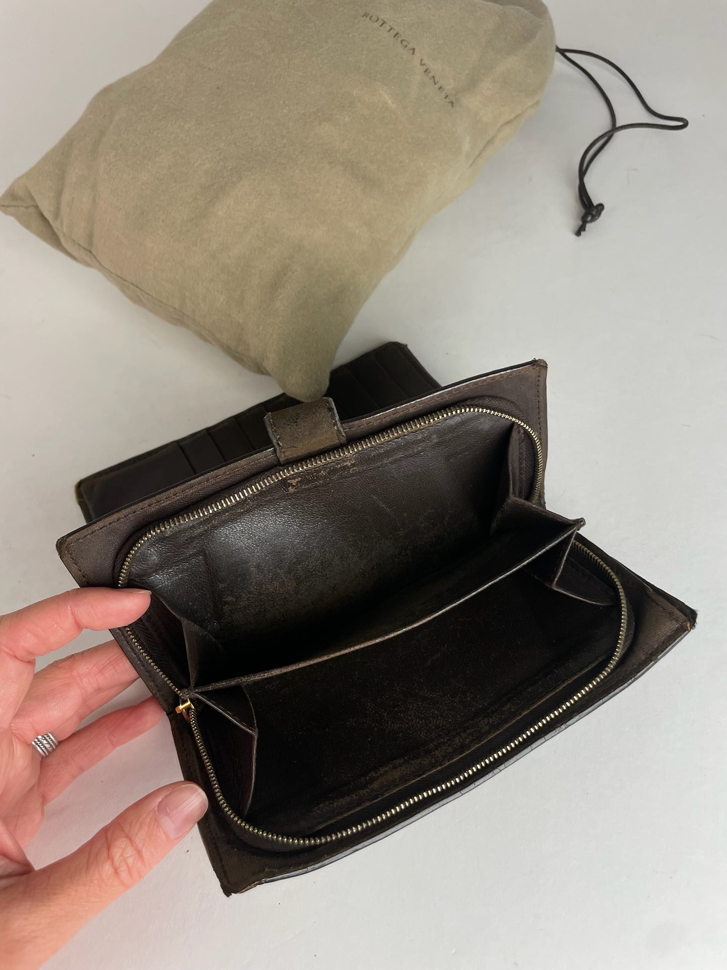 Vintage Bottega Veneta Intrecciato Leather Wallet Brown