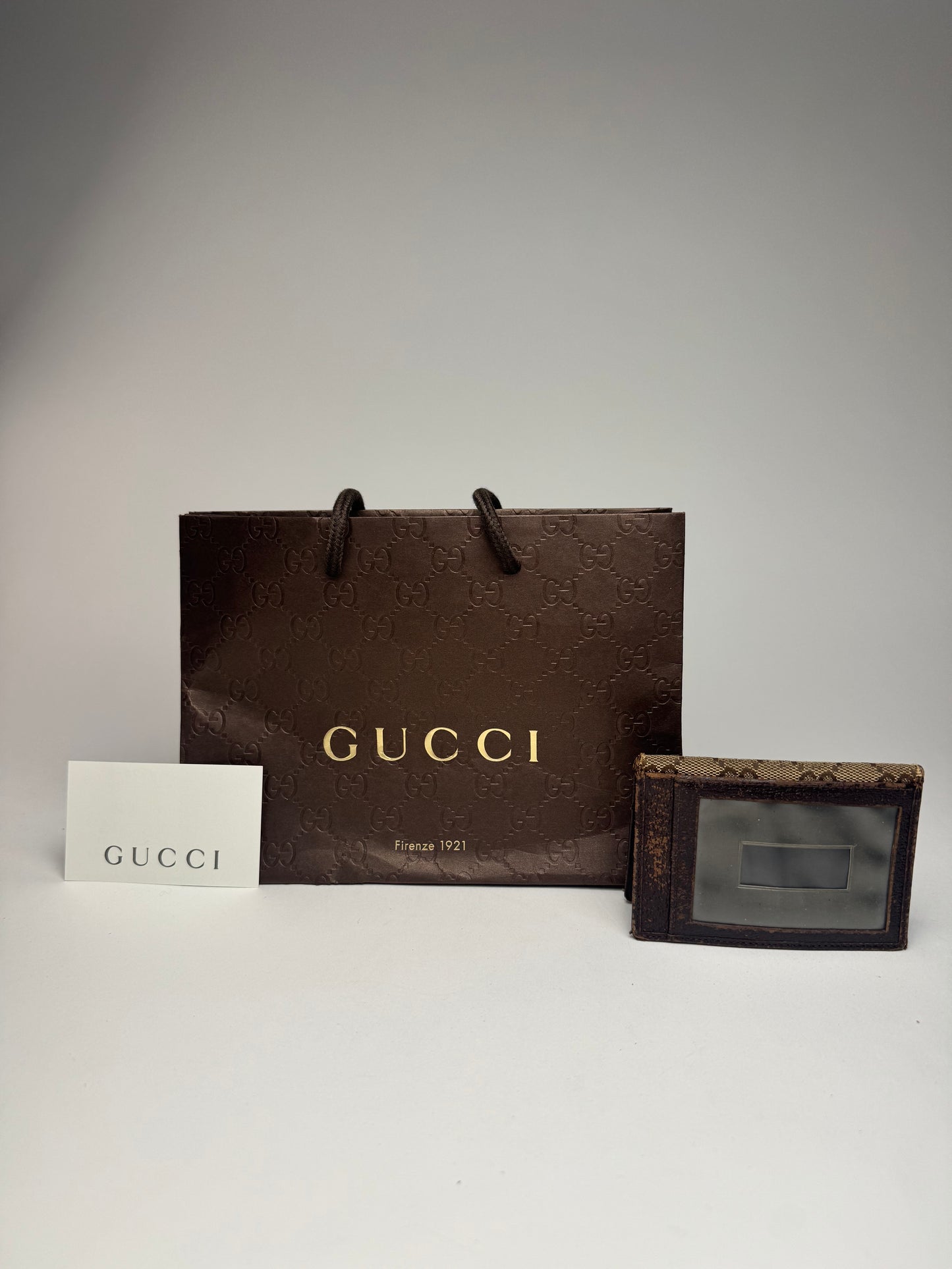 Vintage Gucci Monogram Card holder beige Brown
