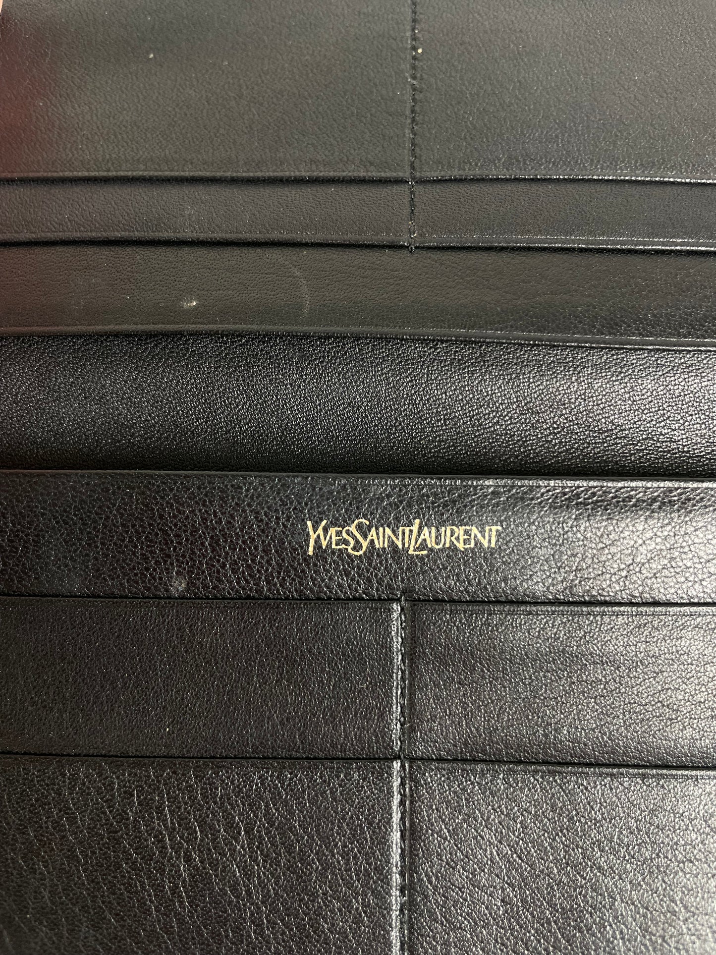Vintage Yves Saint Laurent Leather Wallet Black Gold