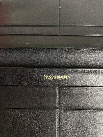 Vintage Yves Saint Laurent Leather Wallet Black Gold