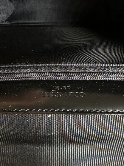 Vintage Courreges Satin Leather Accent Handbag Black Silver