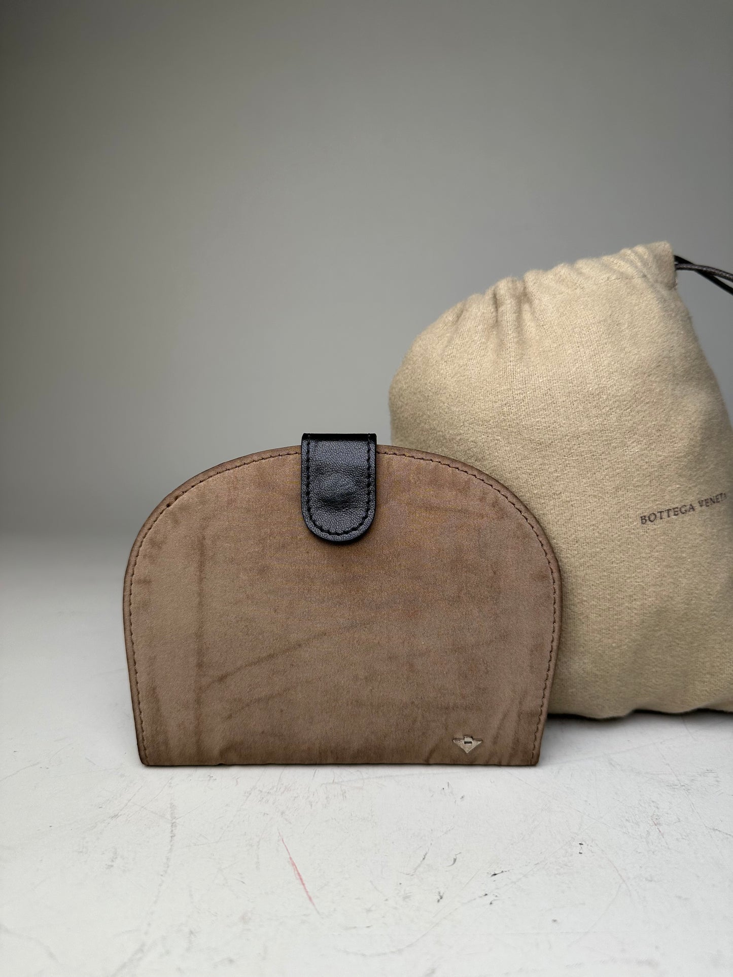 Vintage Bottega Veneta Polyester Card Holder Beige Black