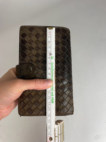 Vintage Bottega Veneta Intrecciato Leather Wallet Brown