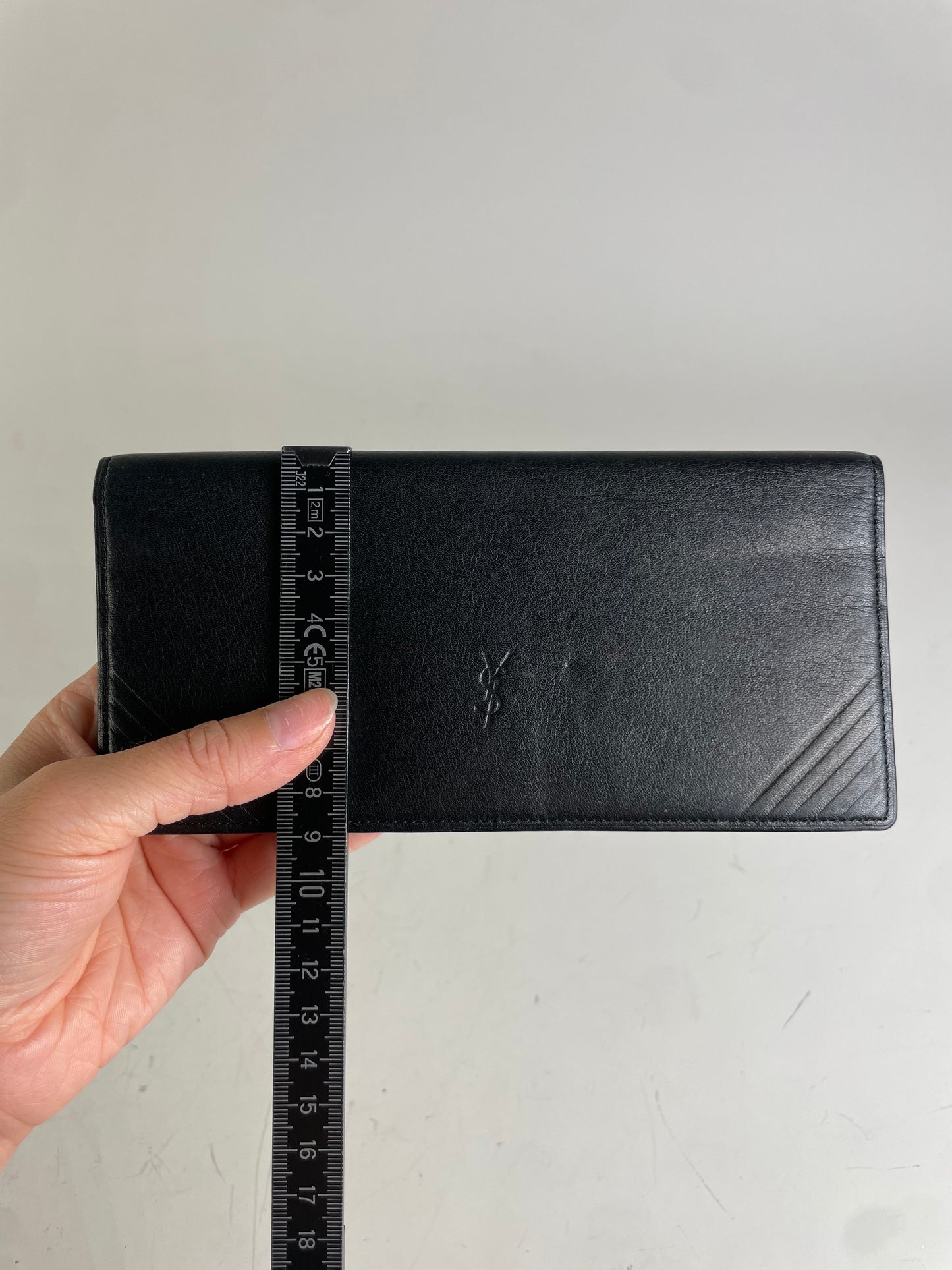 Vintage Yves Saint Laurent Leather Wallet Black Gold