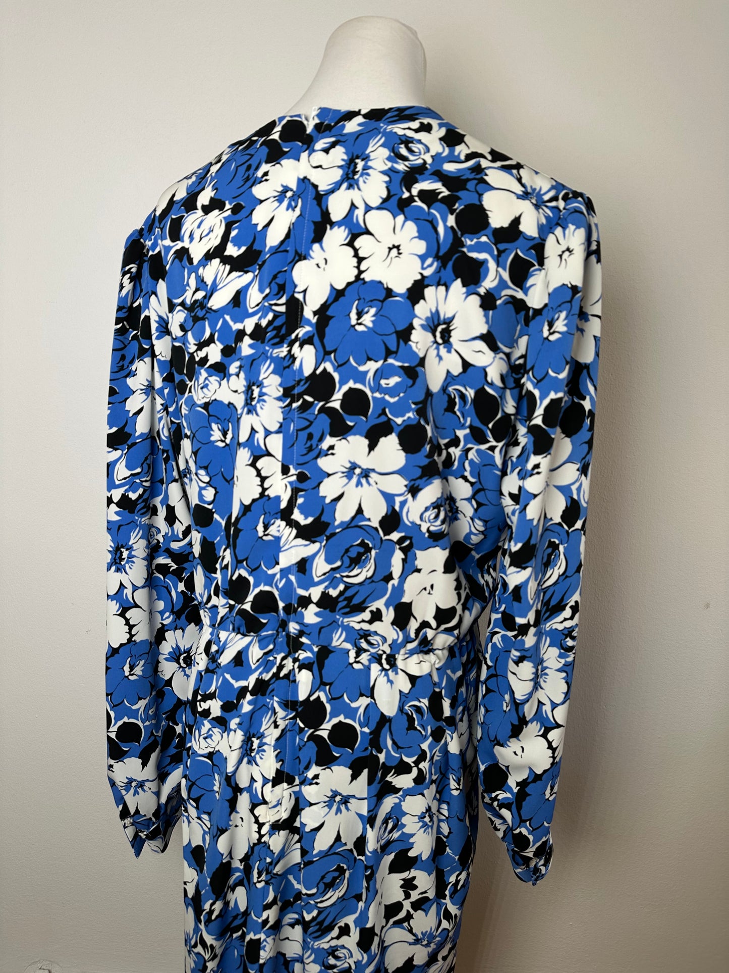 Vintage Givenchy Floral Print Silk Midi Dress Blue