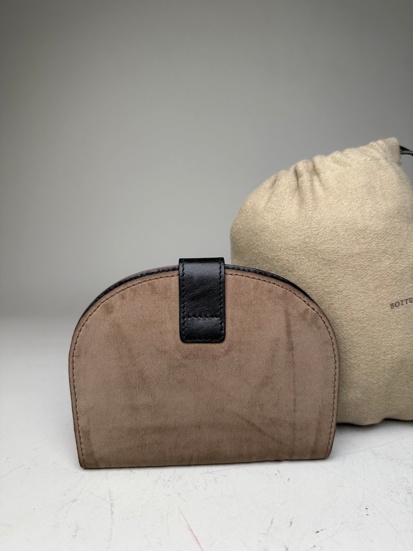 Vintage Bottega Veneta Polyester Card Holder Beige Black