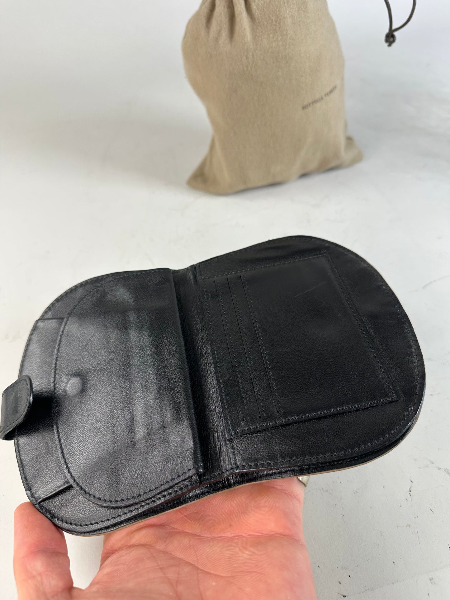 Vintage Bottega Veneta Polyester Card Holder Beige Black