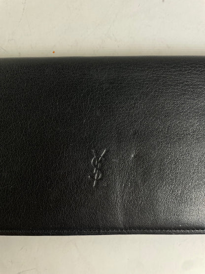 Vintage Yves Saint Laurent Leather Wallet Black Gold