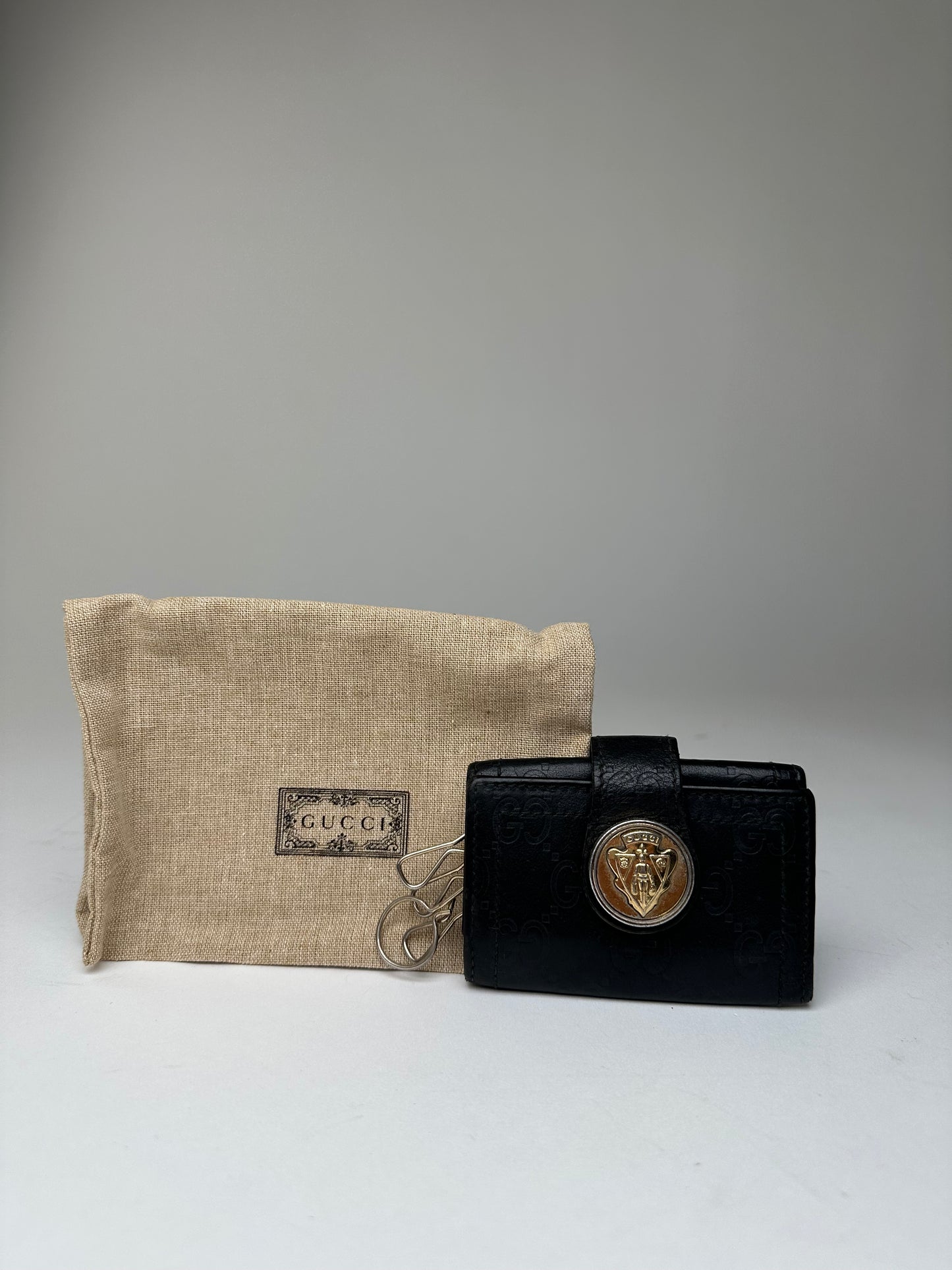 Vintage Gucci Guccissima Leather Key Holder Black