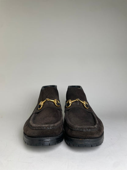 Vintage Gucci Suede Horsebit Loafers Dark Brown EU37.5