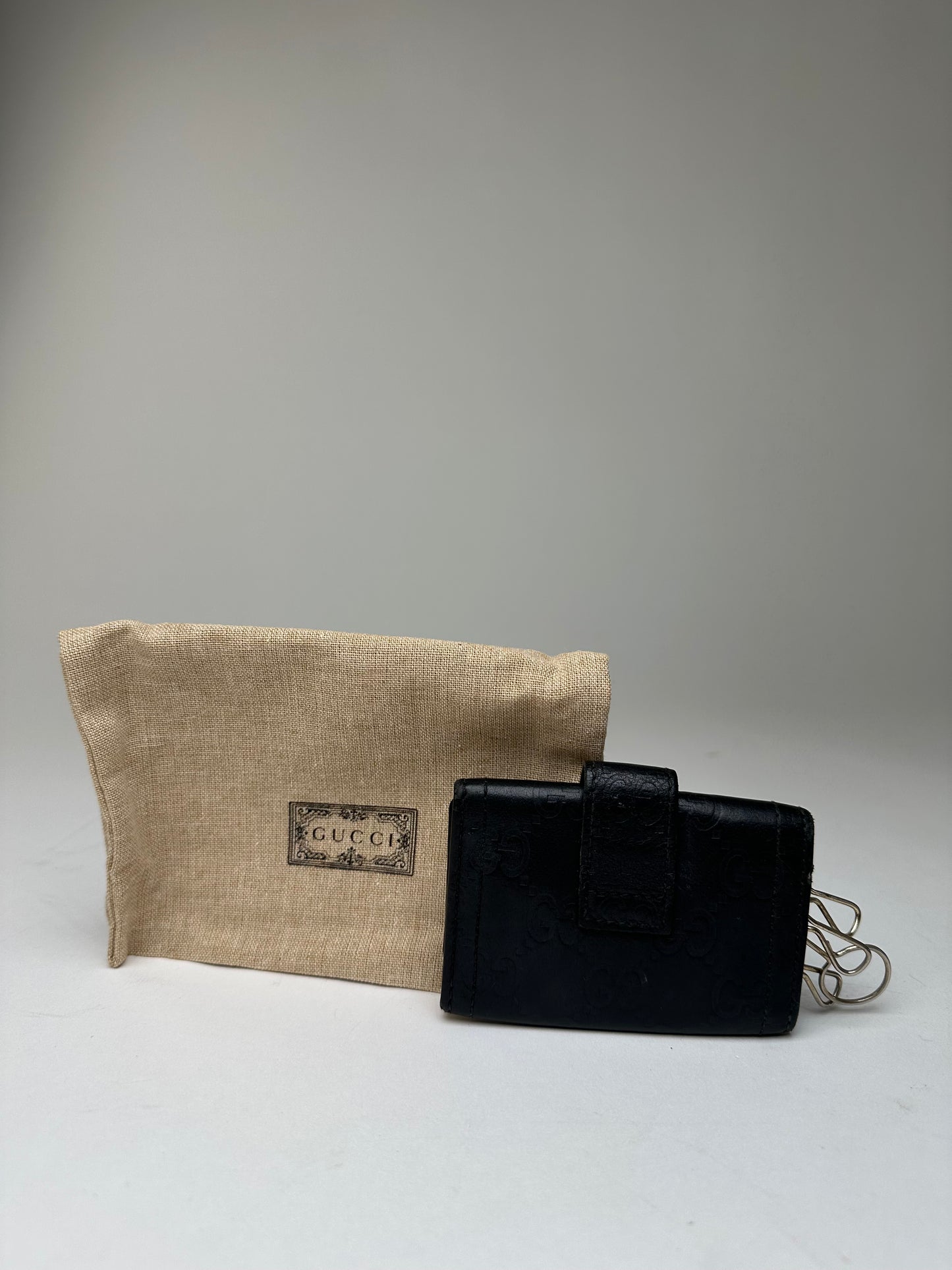 Vintage Gucci Guccissima Leather Key Holder Black