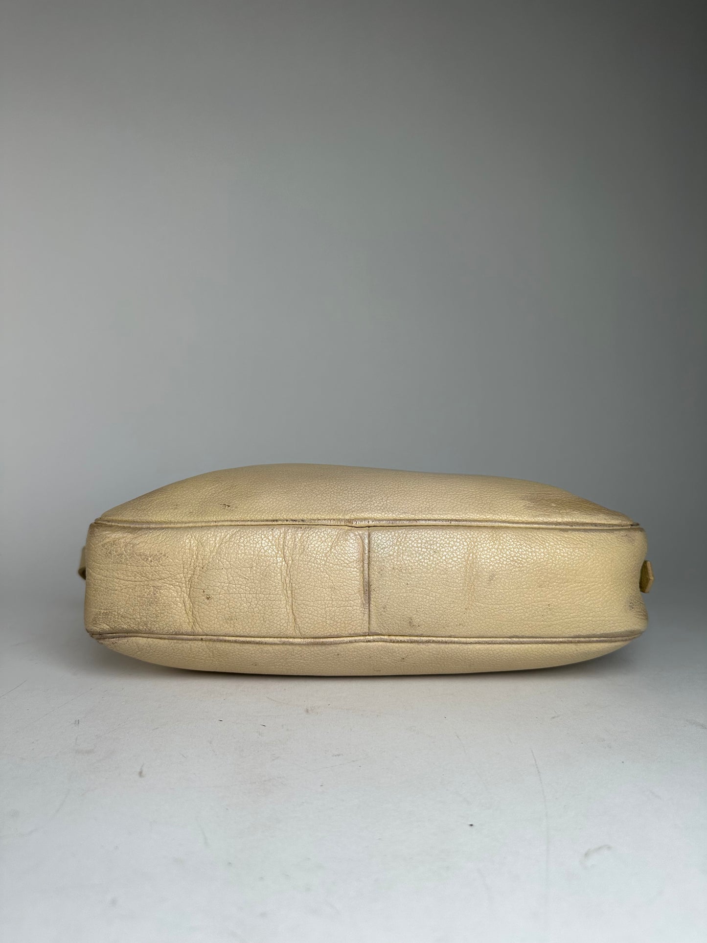 Vintage Yves Saint Laurent Leather Shoulder Bag Beige